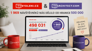 Hledá se 1 969 lidí! Přesně tolik návštěv chybělo TVbydleni.cz a TVarchitect.com do historického rekordu půl milionu návštěv za měsíc