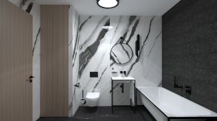 Koupelny plné inspirace - Velkoformátové obklady sluší i malým koupelnám